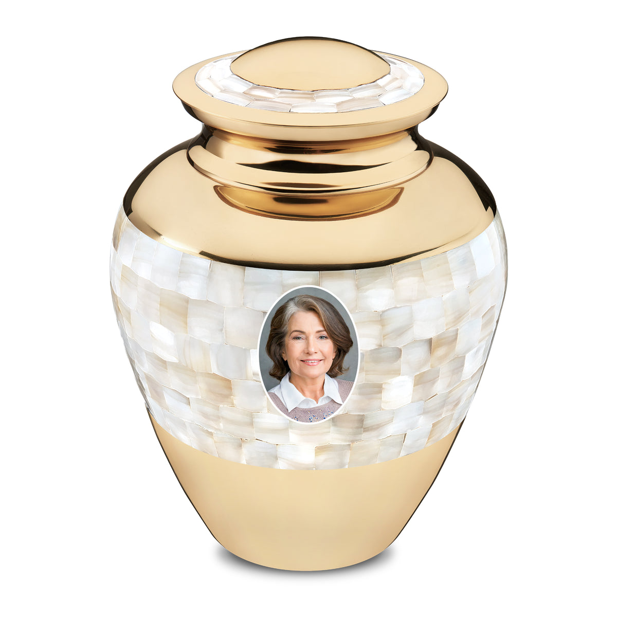 Adult Mother of Pearl Portrait Cremation Urn - COMFORT by LoveUrns