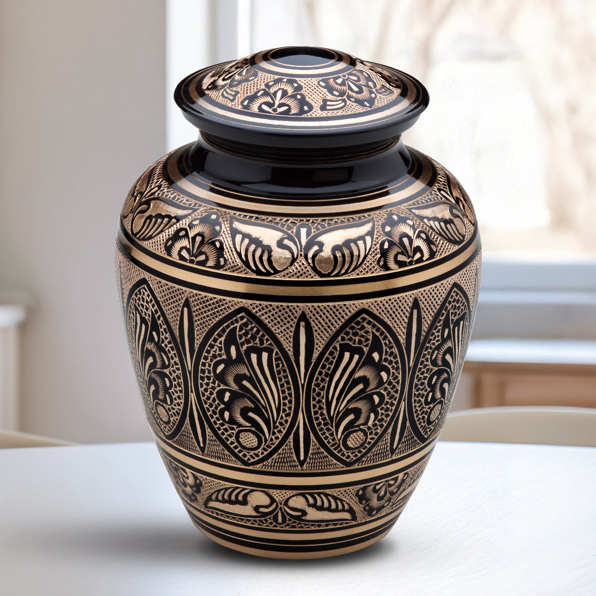 Adult Black & Gold Cremation Urn - COMFORT by LoveUrns
