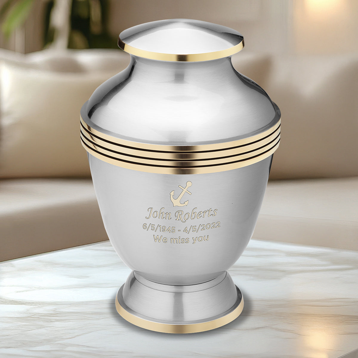 Adult Elegant Pewter Cremation Urn - COMFORT by LoveUrns
