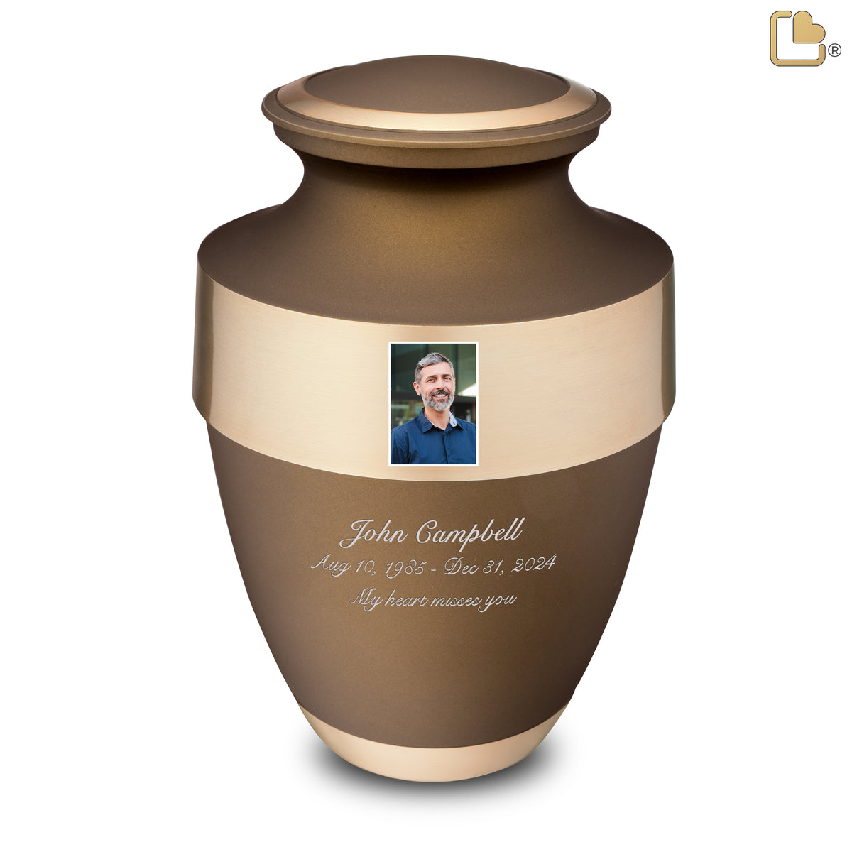 Espana Standard Adult Portrait Urn Bronze & Brushed Gold - COMFORT by LoveUrns