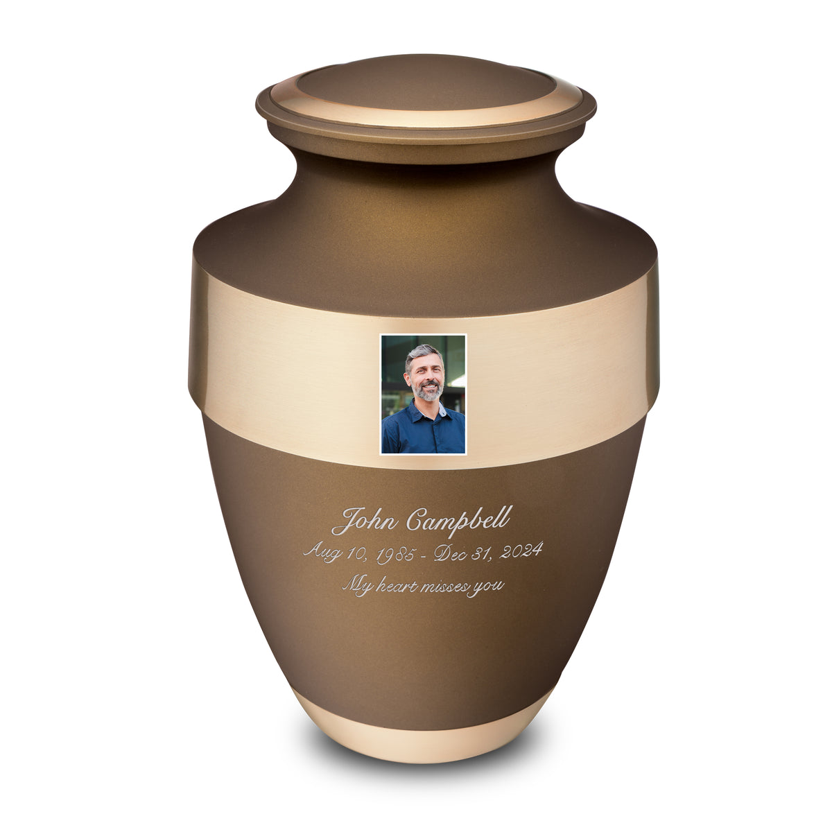 Espana Standard Adult Portrait Urn Bronze &amp; Brushed Gold - COMFORT by LoveUrns