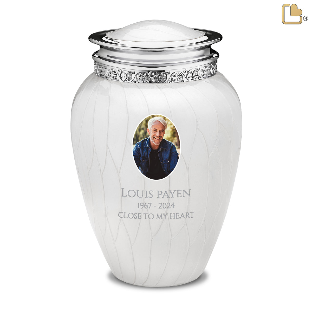 Adult Blessing Portrait Pearl Silver Cremation Urn