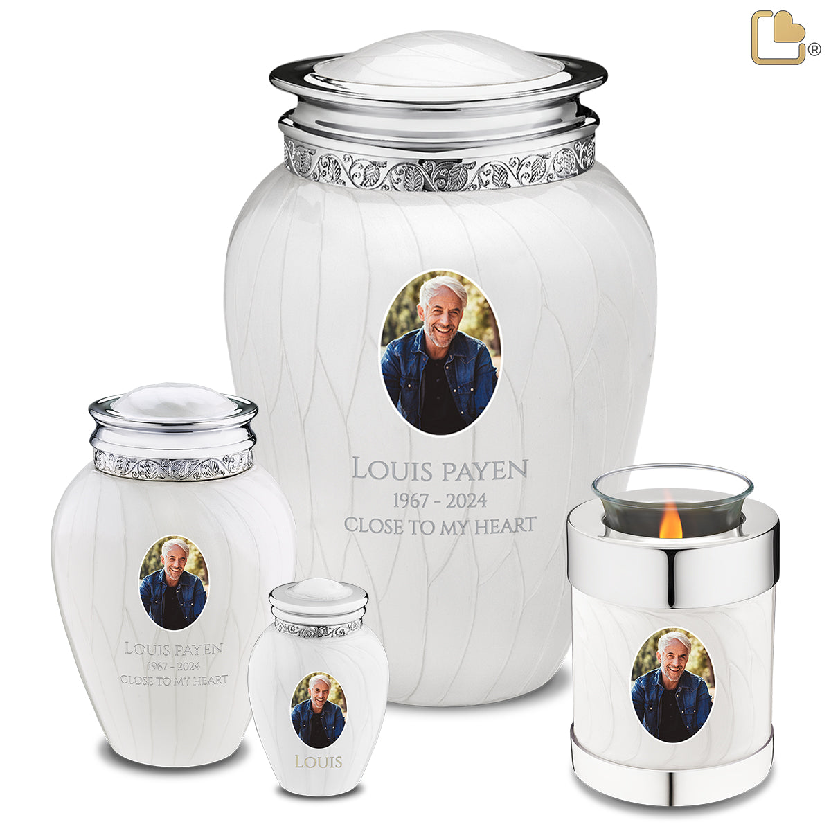Adult Blessing Portrait Pearl Silver Cremation Urn