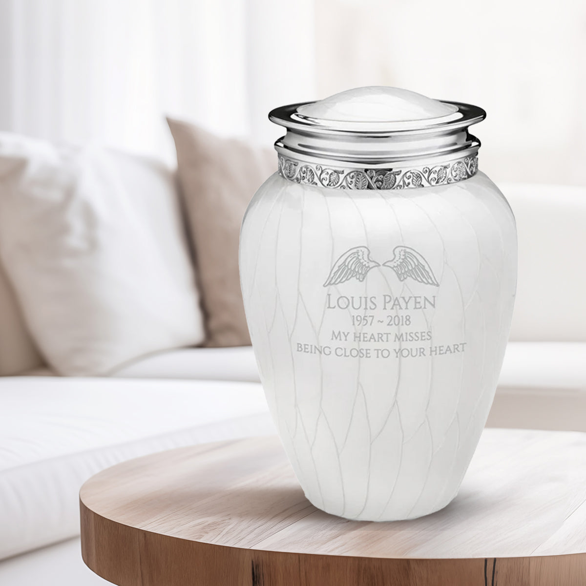 Adult Blessing Pearl Silver Cremation Urn