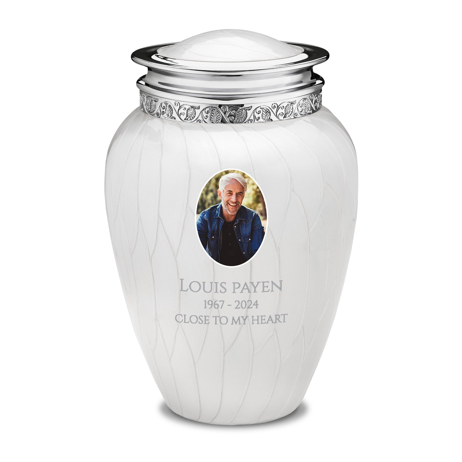 Adult Blessing Portrait Pearl Silver Cremation Urn
