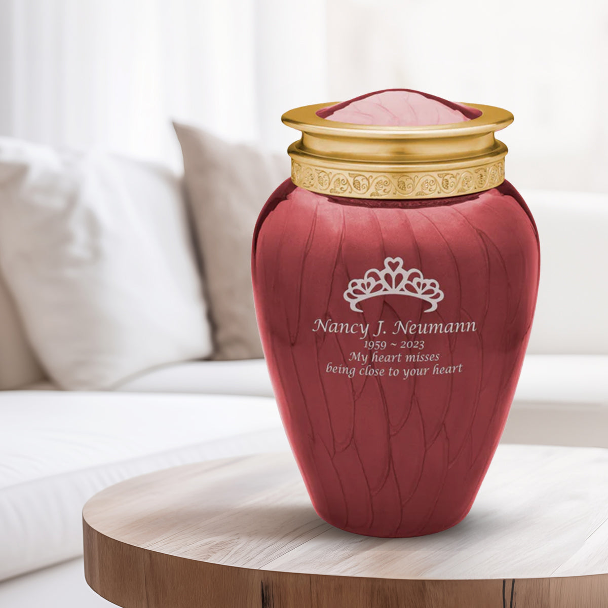 Blessing Standard Adult Urn Pearl Crimson & Brushed Gold