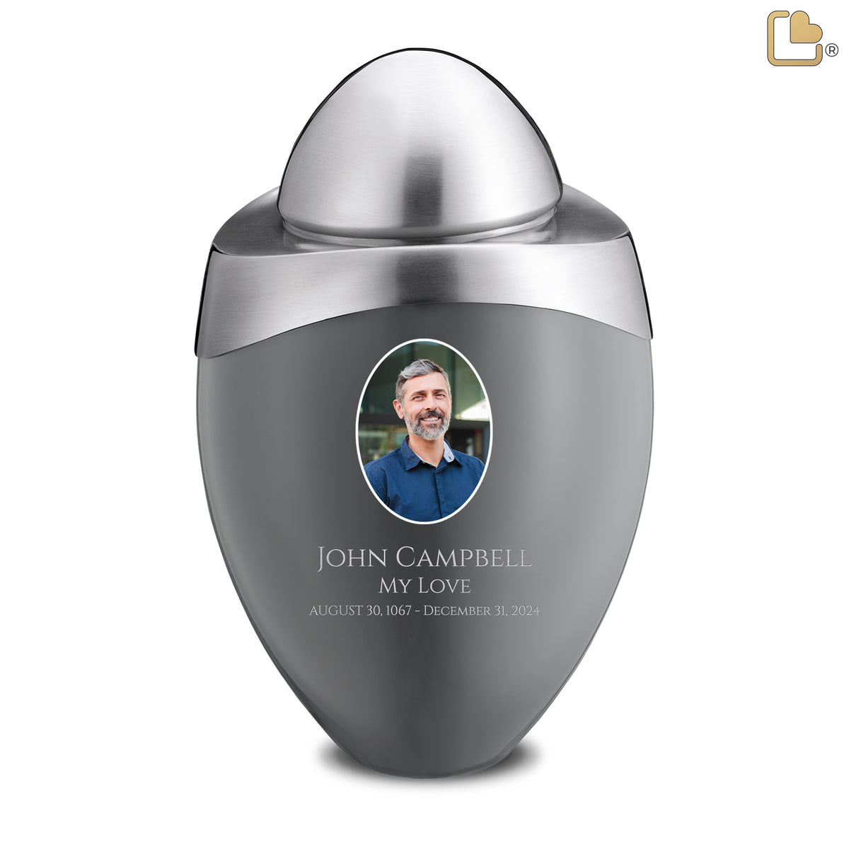 Amore Standard Portrait Adult Urn French Grey & Brushed Pewter