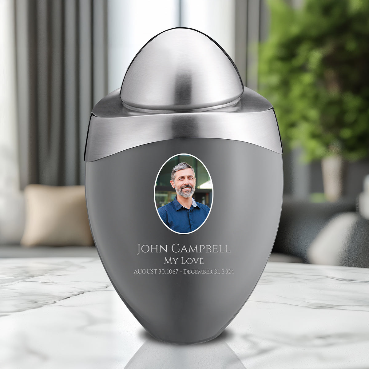 Amore Standard Portrait Adult Urn French Grey & Brushed Pewter