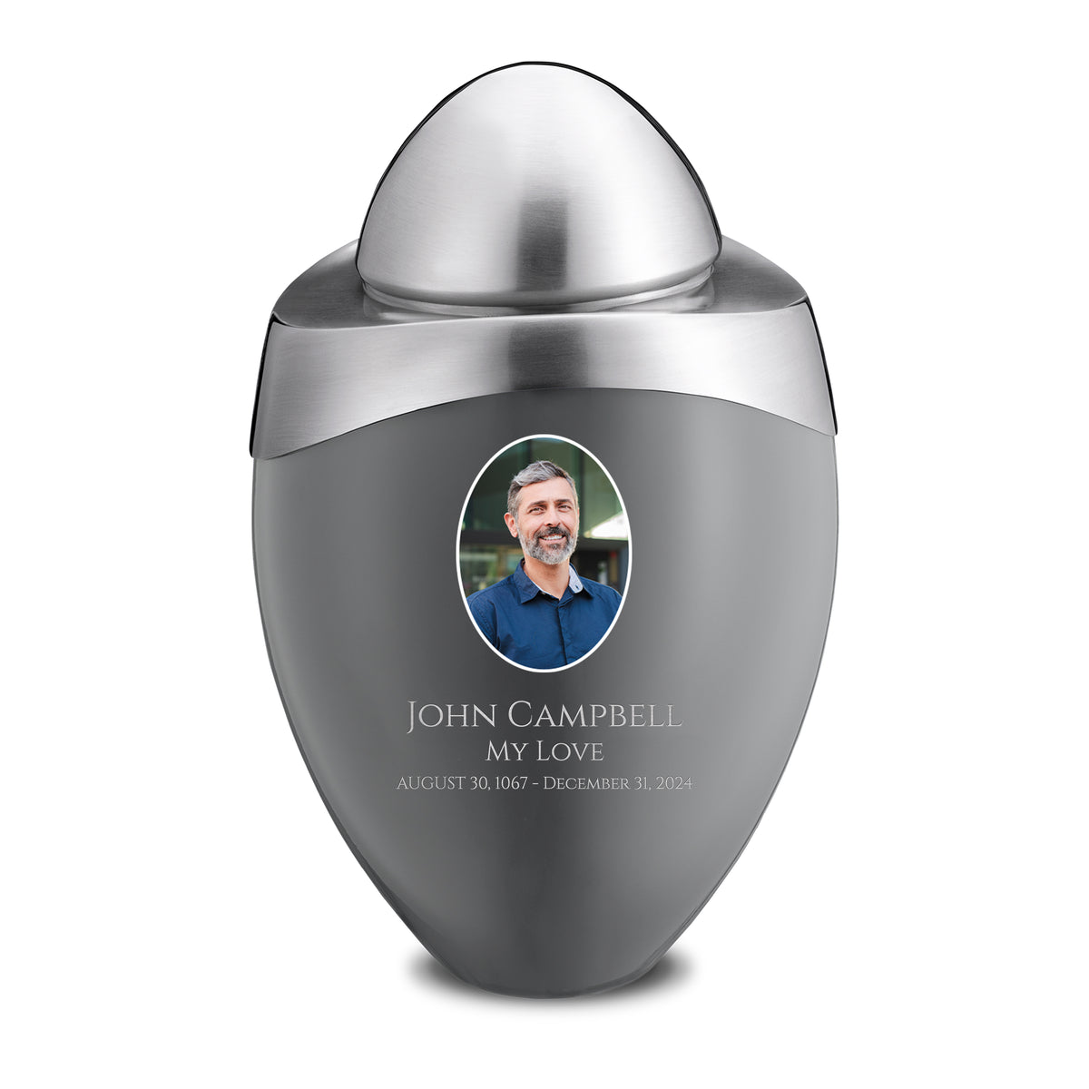 Amore Standard Portrait Adult Urn French Grey &amp; Brushed Pewter