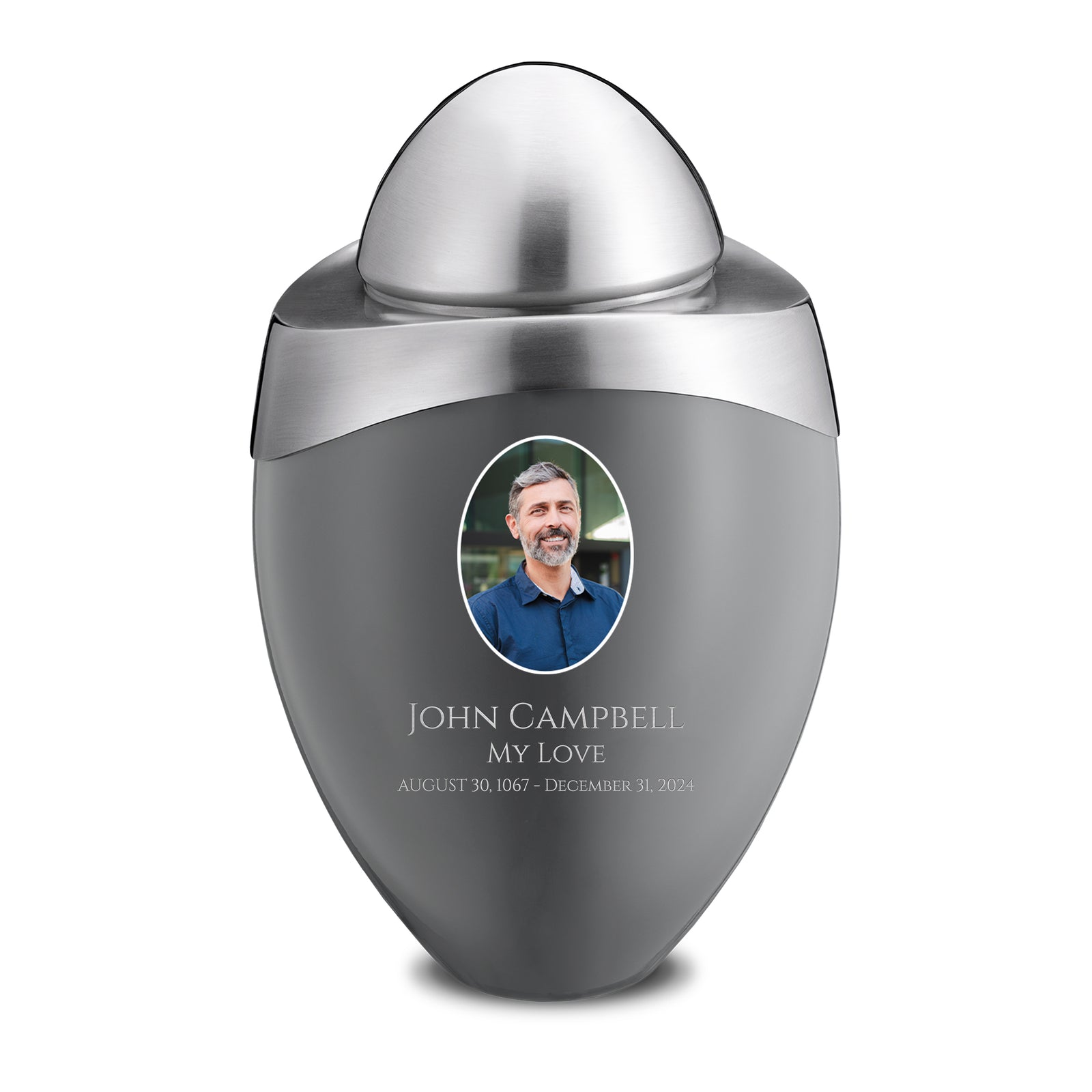 Amore Standard Portrait Adult Urn French Grey & Brushed Pewter