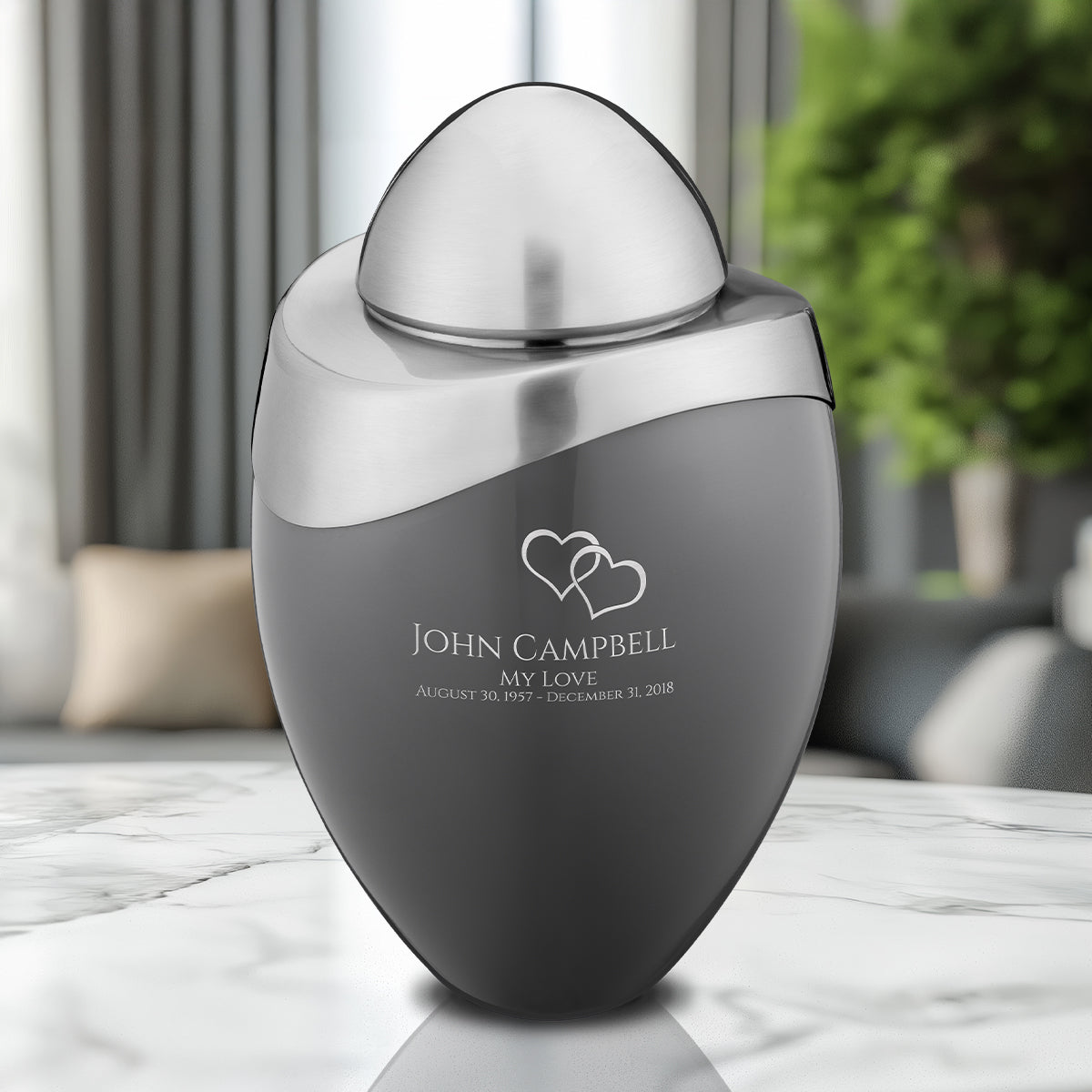 Amore Standard Adult Urn French Grey & Brushed Pewter