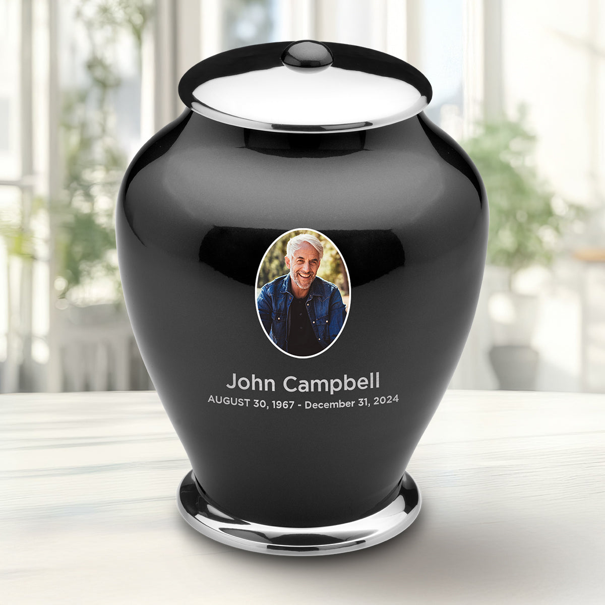 Adult Tall Simplicity Portrait Midnight Cremation Urn - COMFORT by LoveUrns