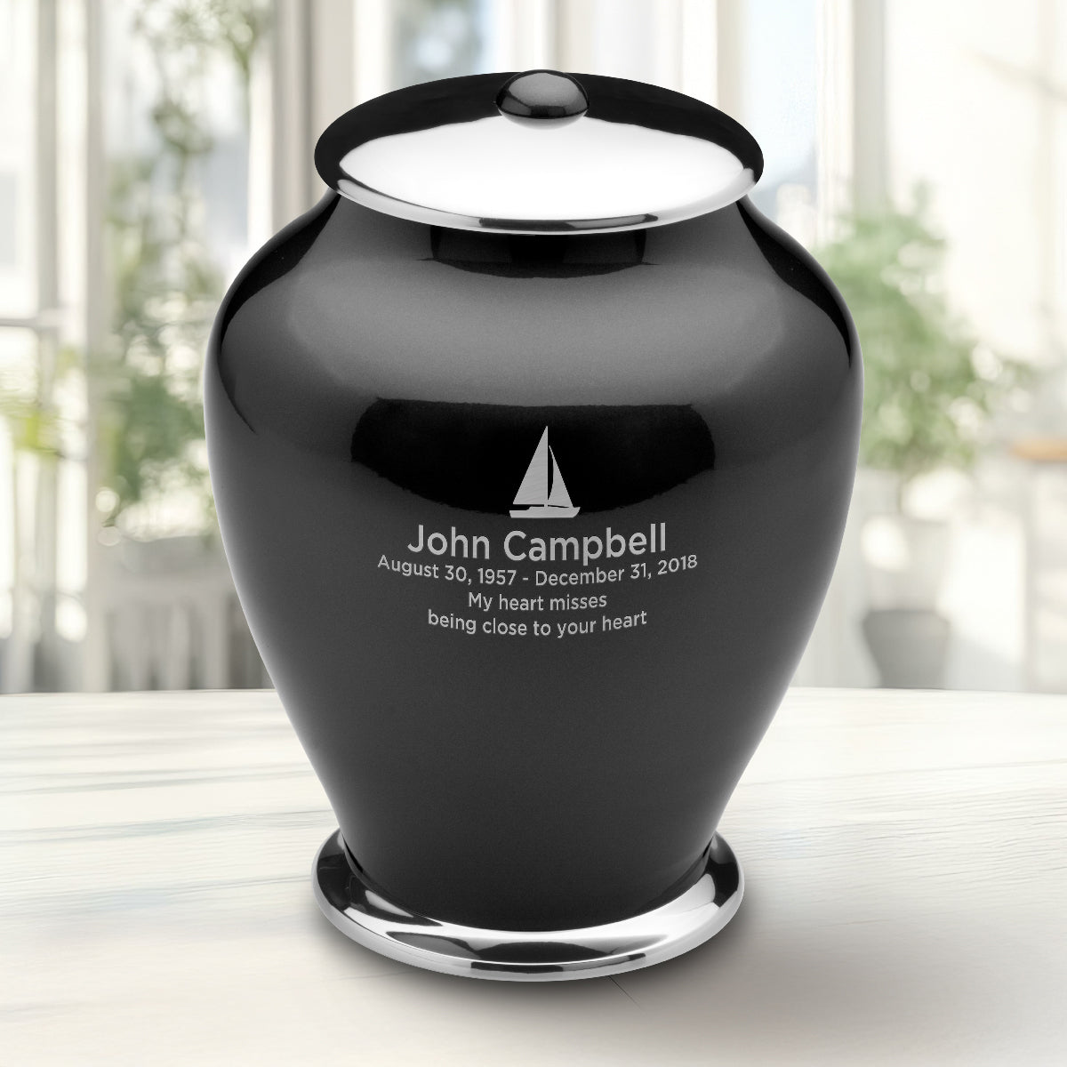 Adult Tall Simplicity Midnight Cremation Urn - COMFORT by LoveUrns
