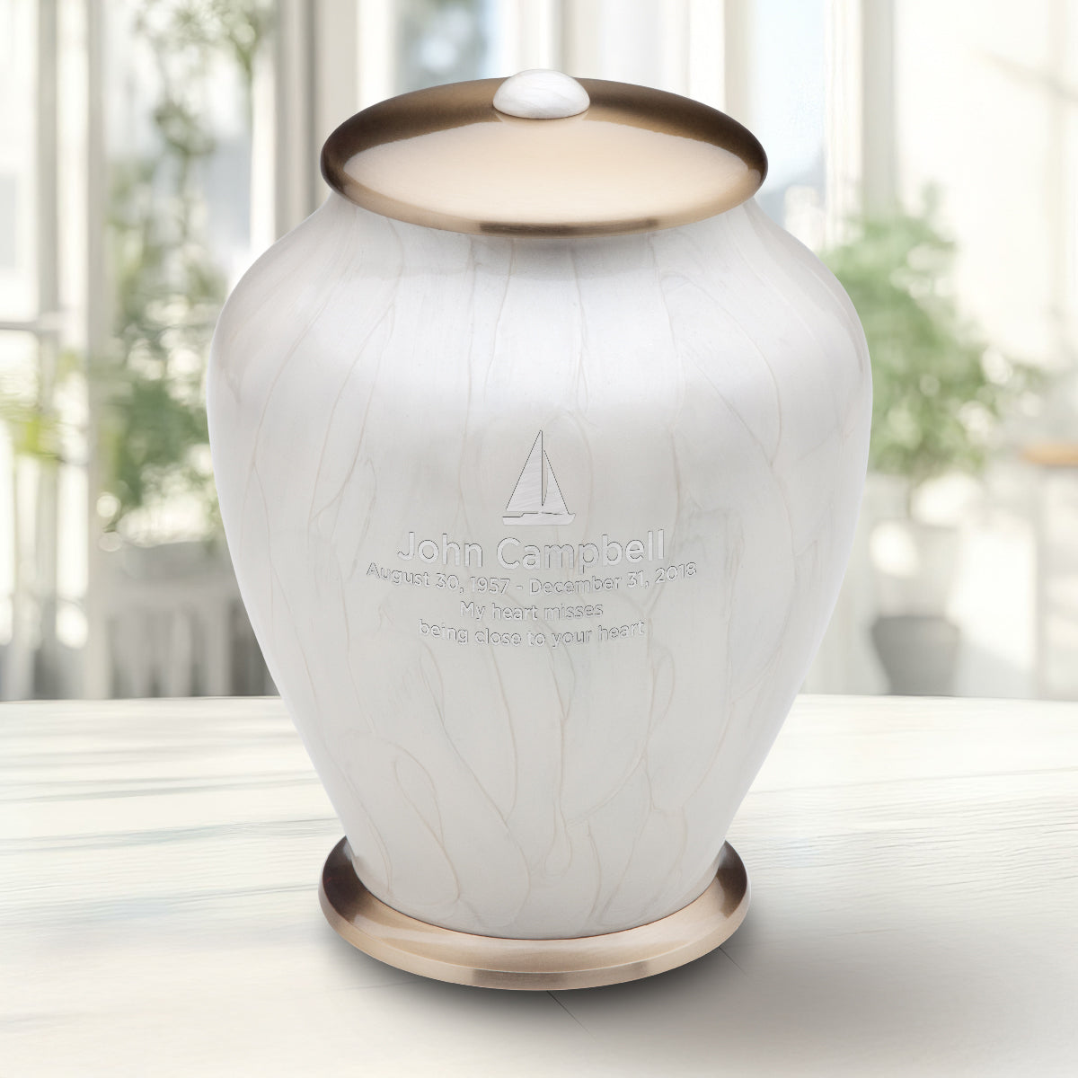Adult Tall Simplicity Pearl Cremation Urn - COMFORT by LoveUrns