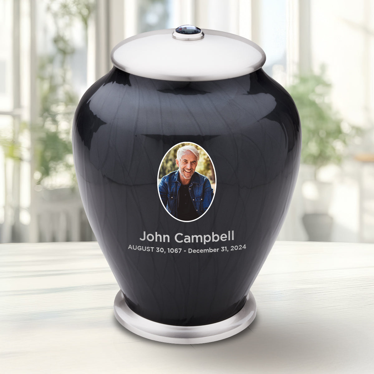 Adult Tall Simplicity Portrait Midnight Pearl Cremation Urn - COMFORT by LoveUrns