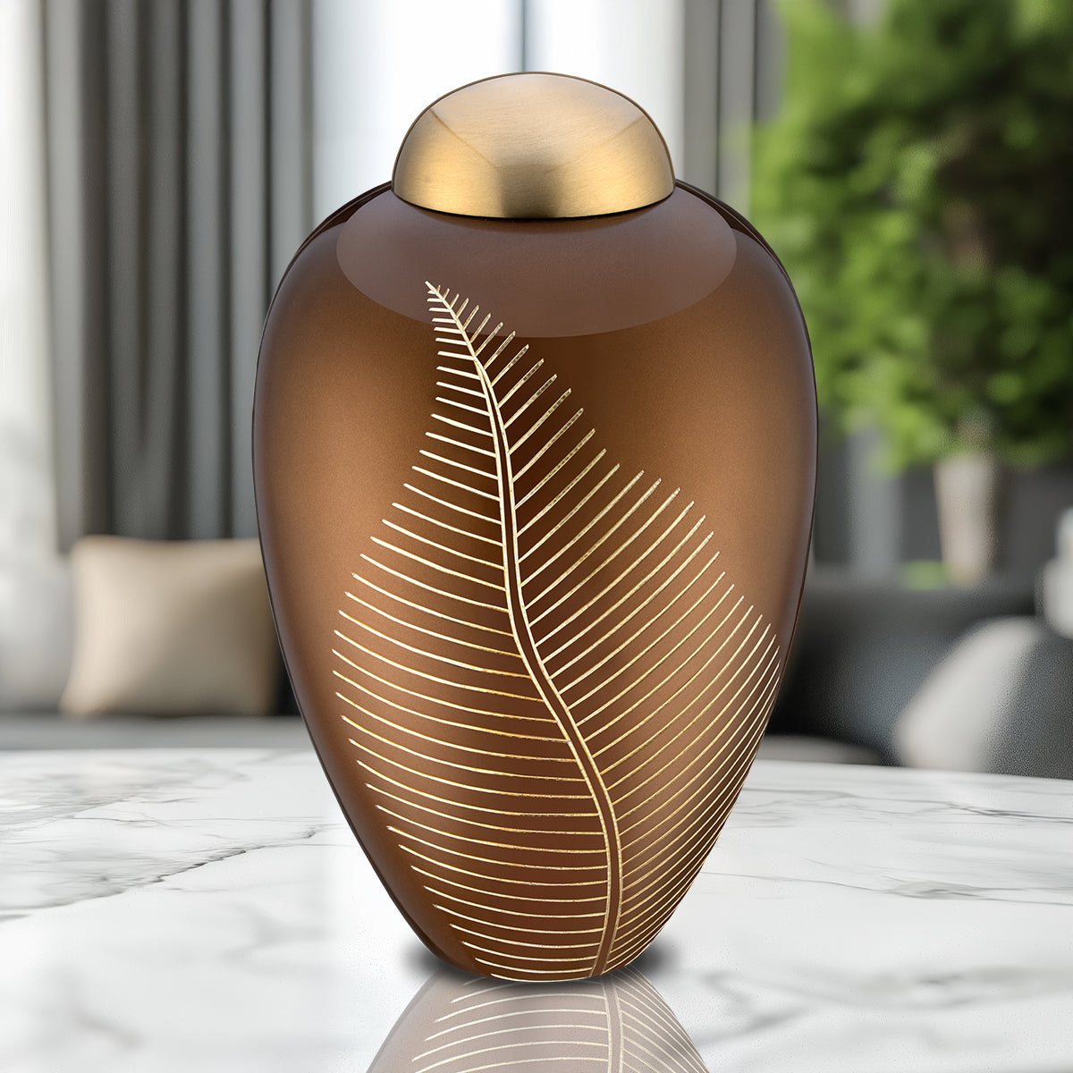 Adult Bronze Leaf Cremation Urn - COMFORT by LoveUrns