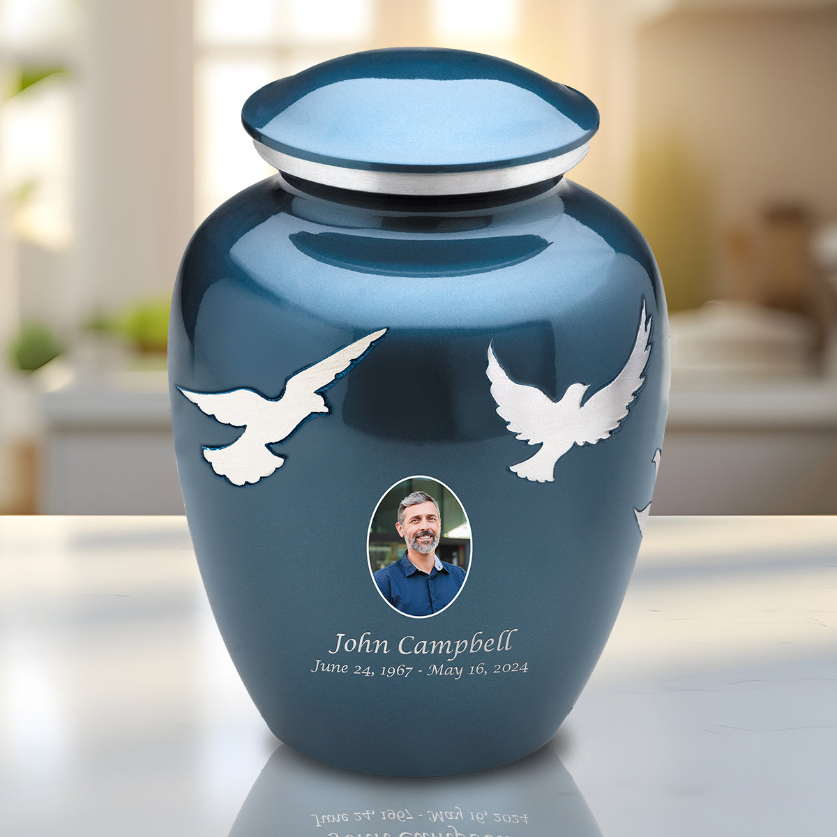Adult Portrait Flying Doves Cremation Urn
