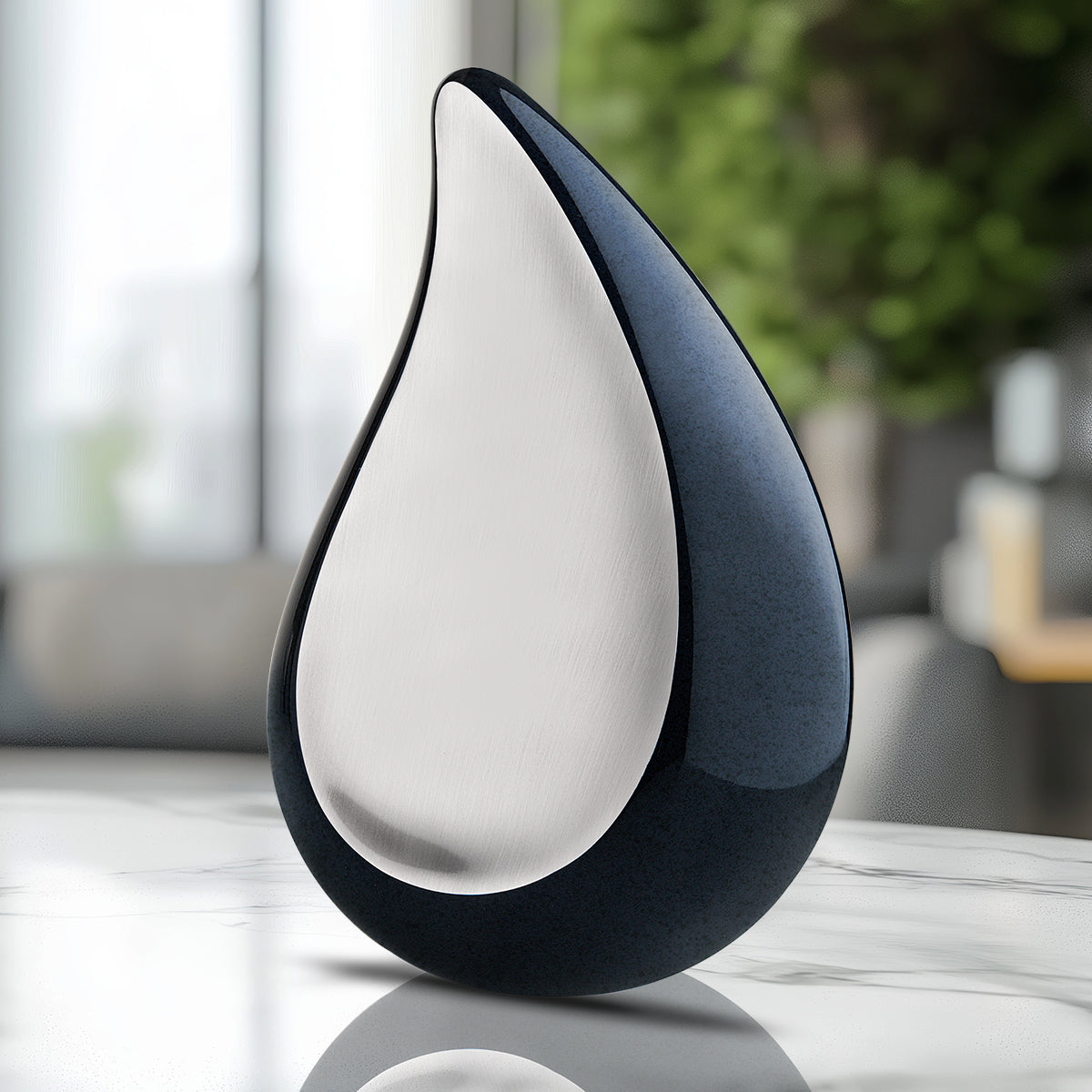 Adult TearDrop Brushed Pewter Midnight Cremation Urn