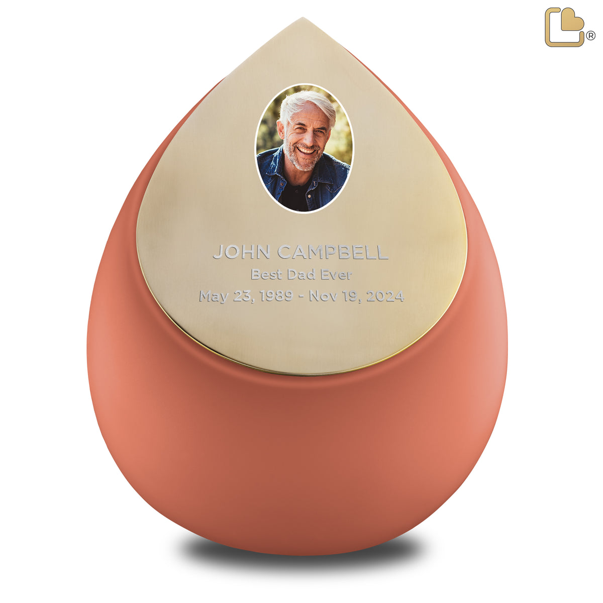 Drop Standard Adult Portrait Urn Terracotta & Brushed Gold