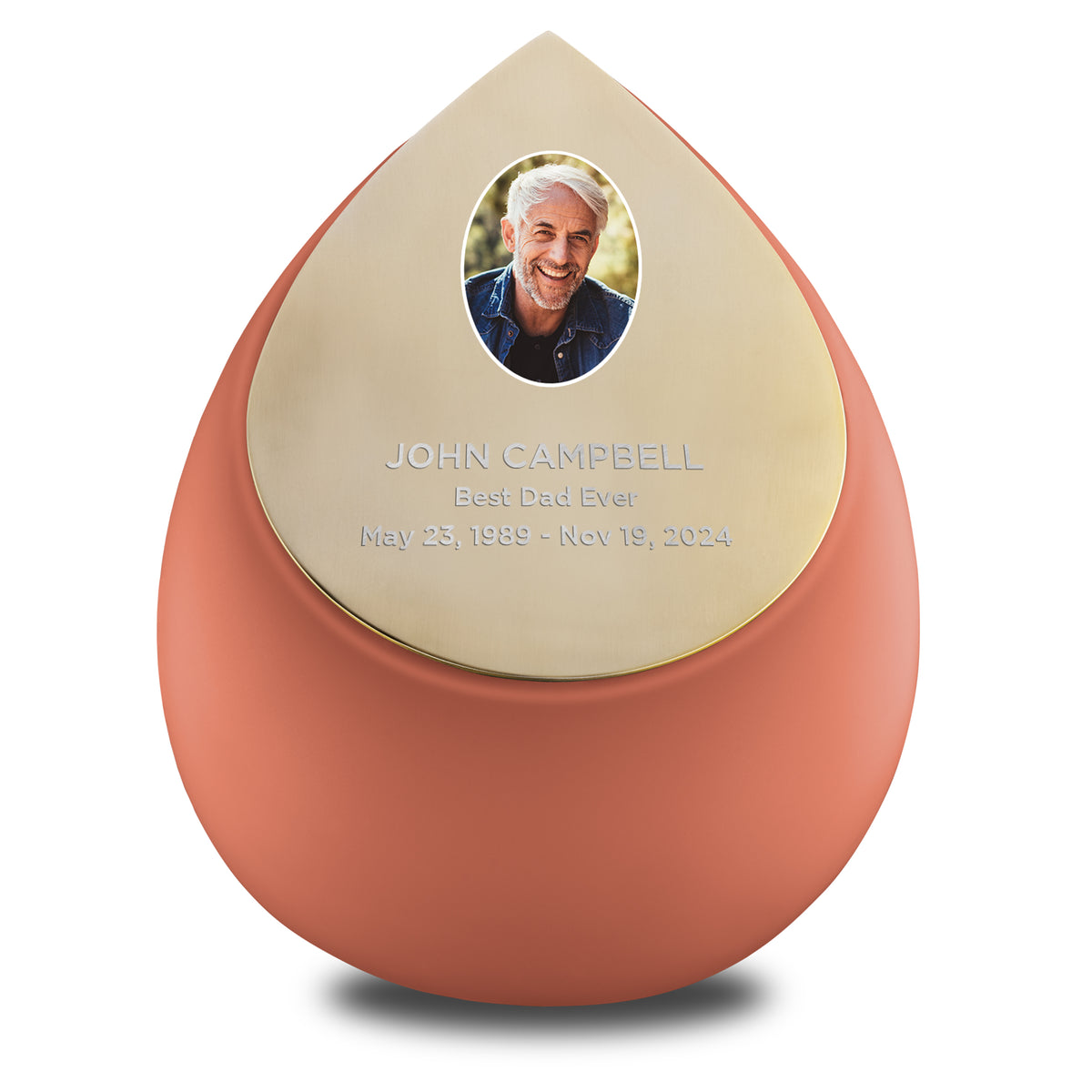 Drop Standard Adult Portrait Urn Terracotta &amp; Brushed Gold