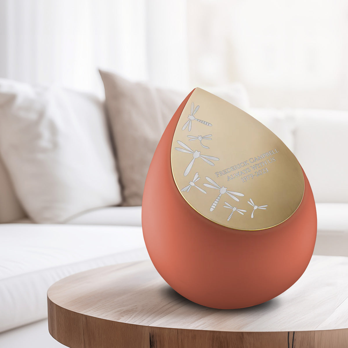 Drop Standard Adult Urn Terracotta & Brushed Gold