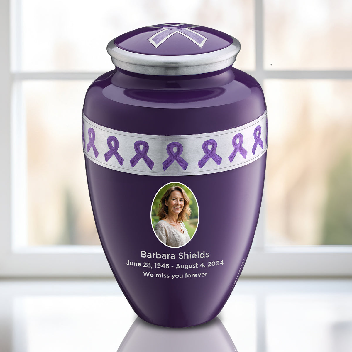 Adult Awareness Portrait Purple Cremation Urn