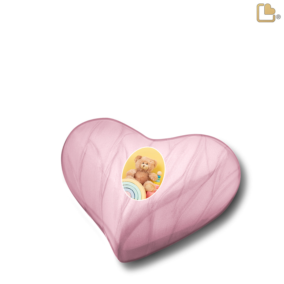 Heart Pearl Pink Portrait Keepsake Cremation Urn