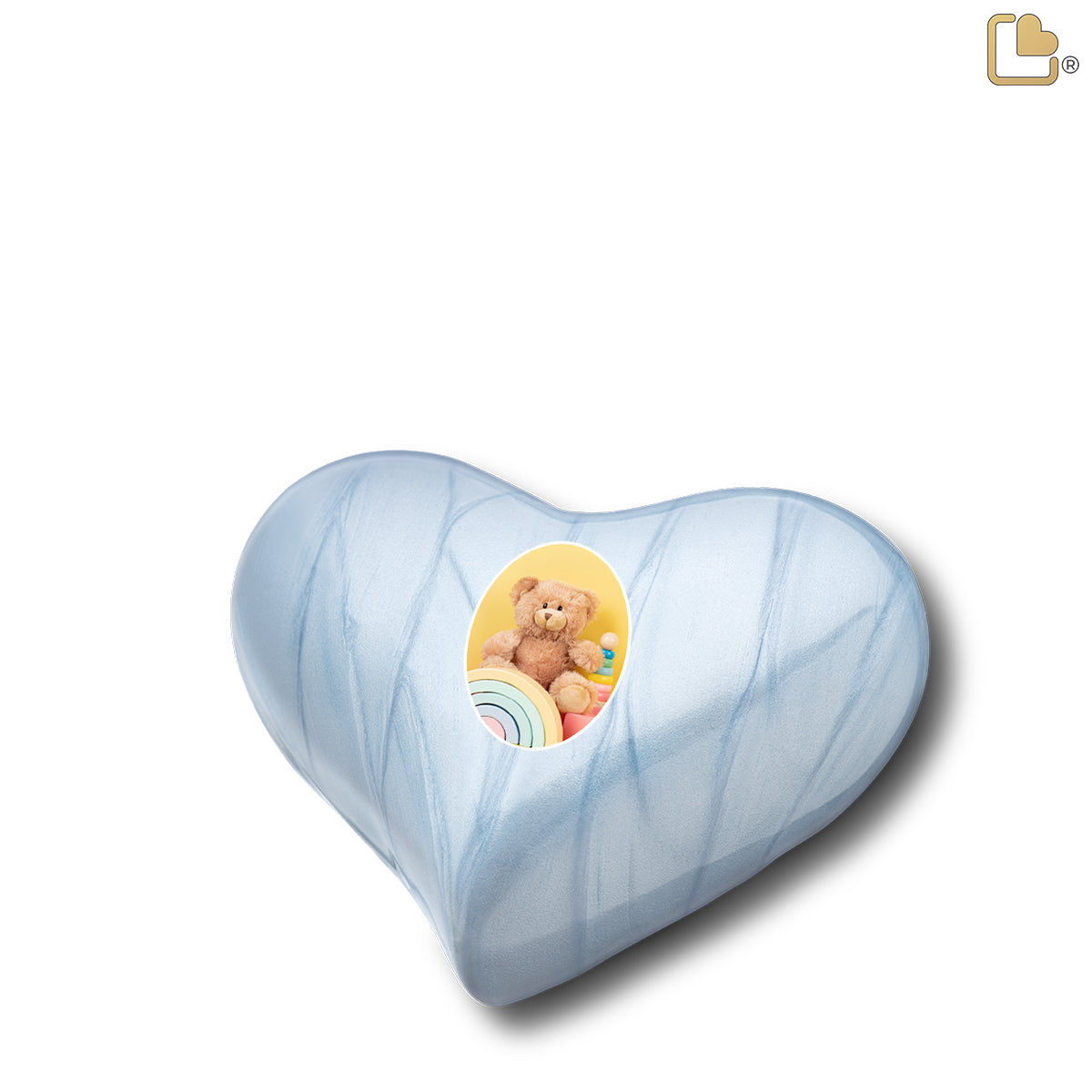 Heart Pearl Blue Portrait Keepsake Cremation Urn