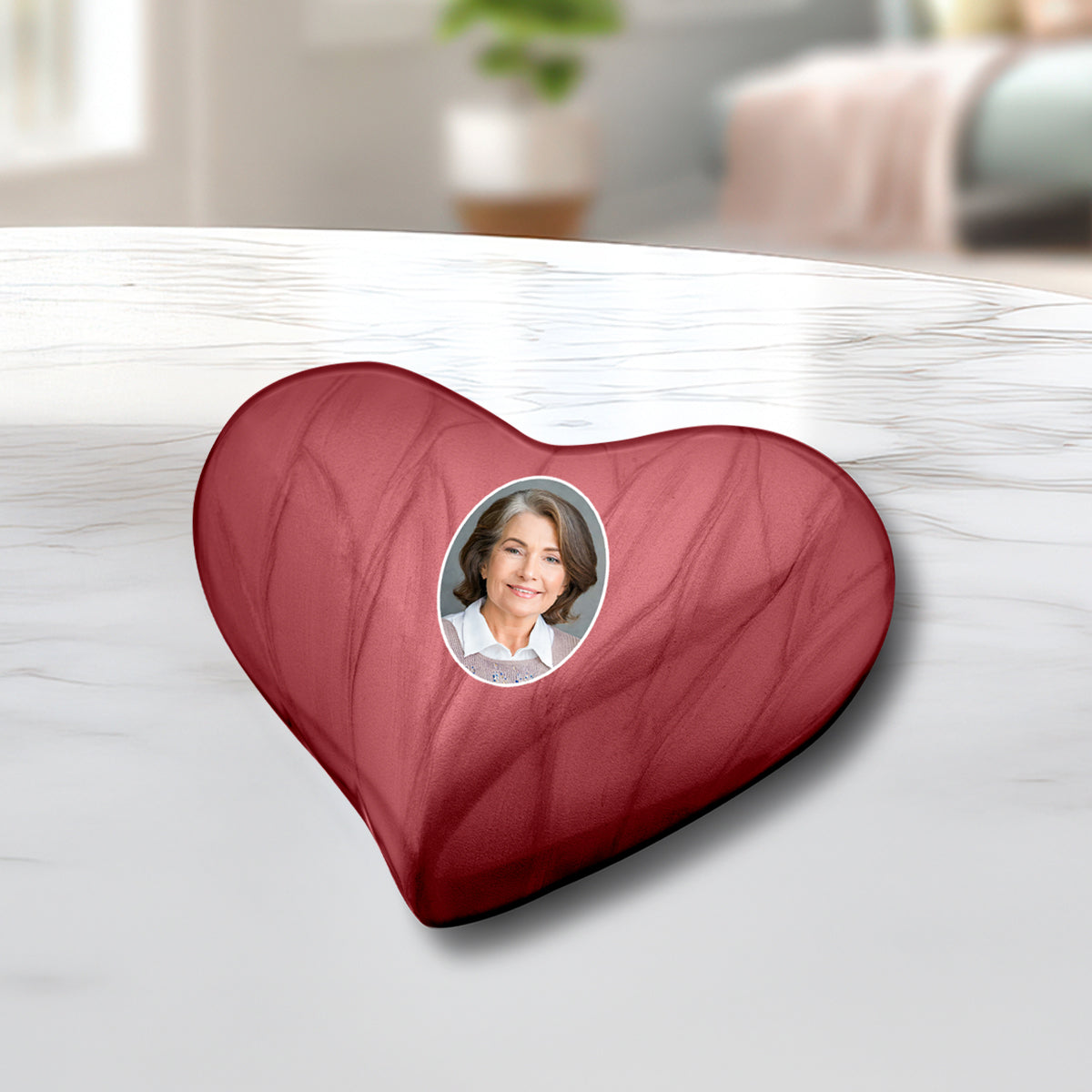Heart Portrait Keepsake Urn Pearl Crimson