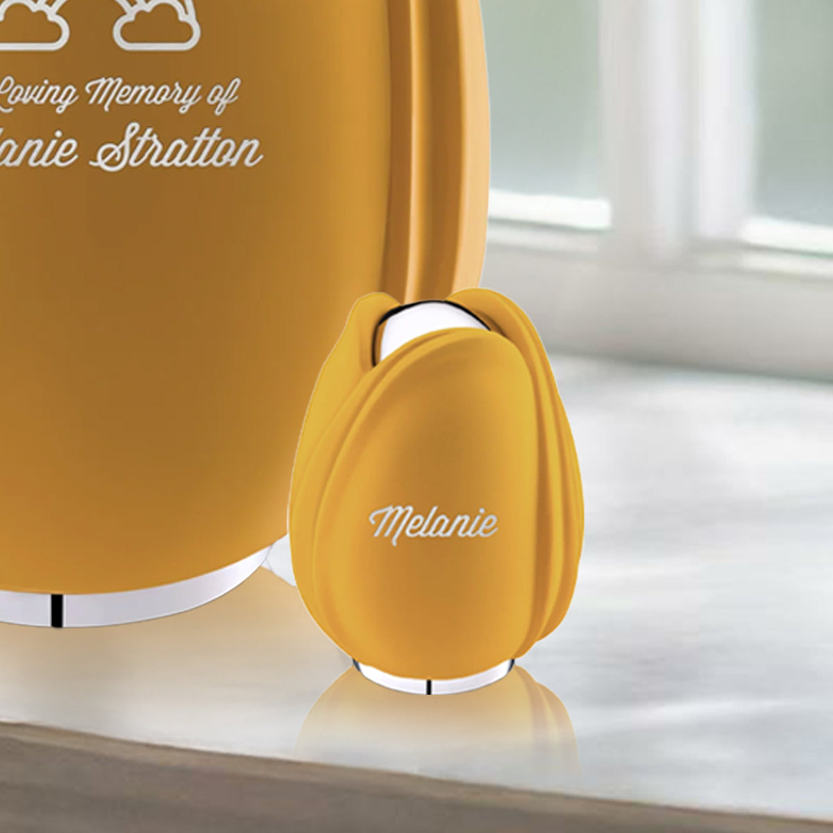 Tulip Keepsake Urn Yellow & Polished Silver