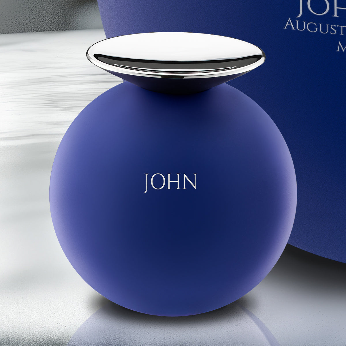 Crescent Sphere Keepsake Urn Navy & Polished Silver