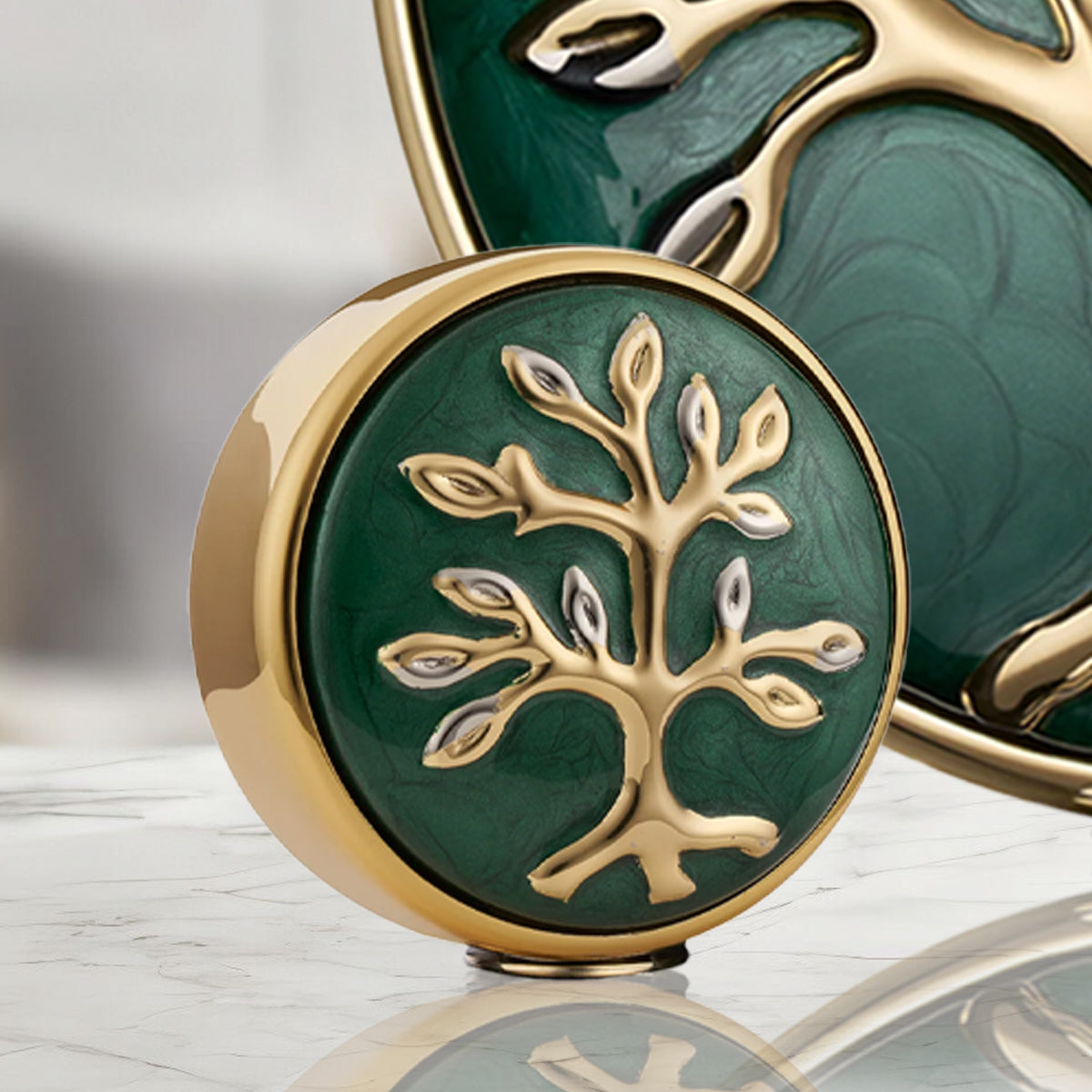 Tree of Love Keepsake Urn Pearl Green & Polished Gold
