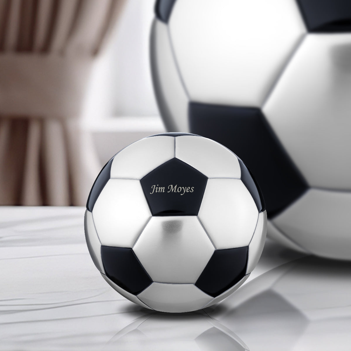 LoveUrns Football Standard Keepsake Urn Matt Black & Bru Pewter