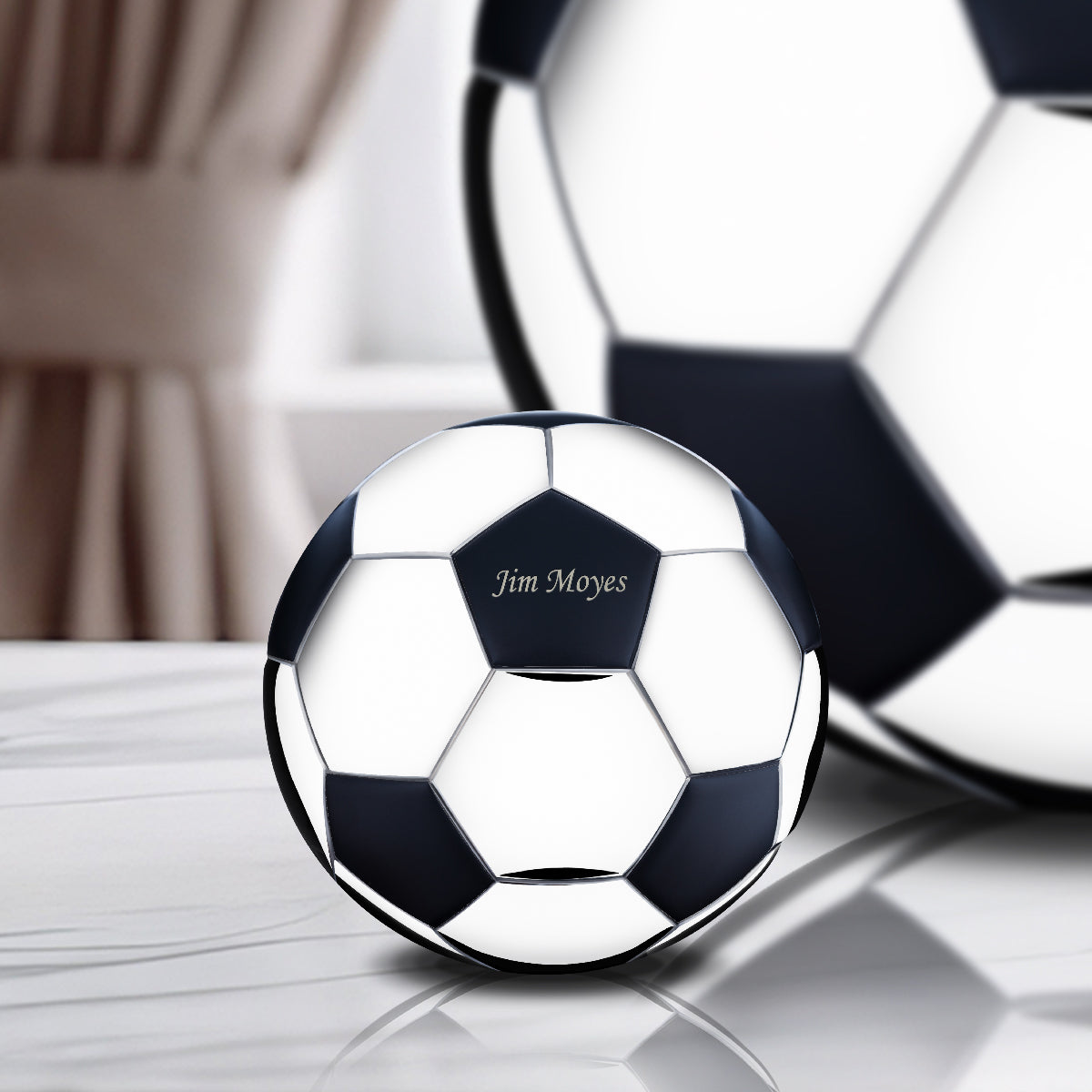 LoveUrns Football Standard Keepsake Urn Matt Black & Pol Silver