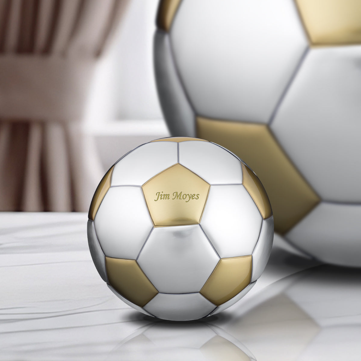 LoveUrns Football Standard Keepsake Urn Bru Gold & Bru Pewter