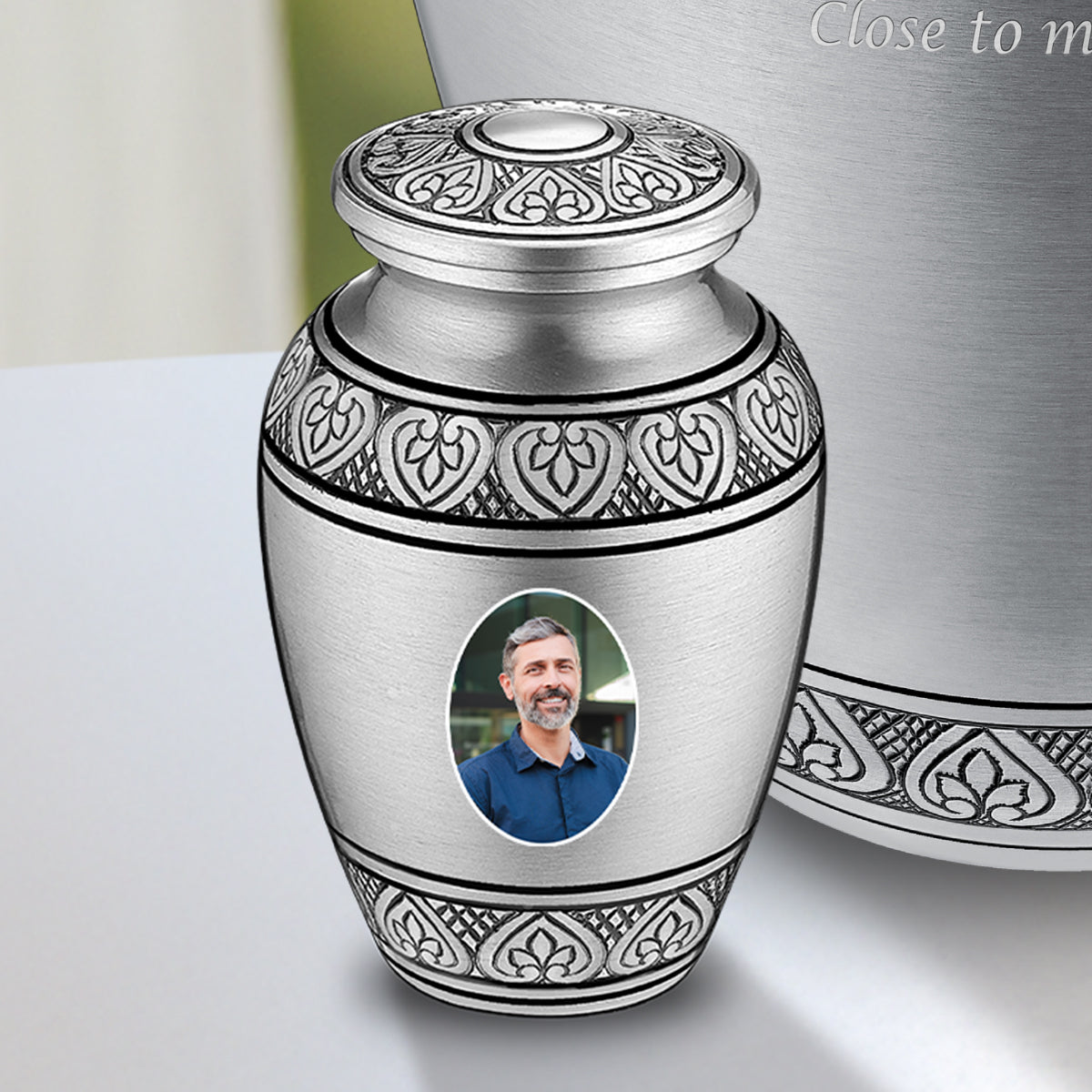 Keepsake Classic Pewter Portrait Cremation Urn - COMFORT by LoveUrns