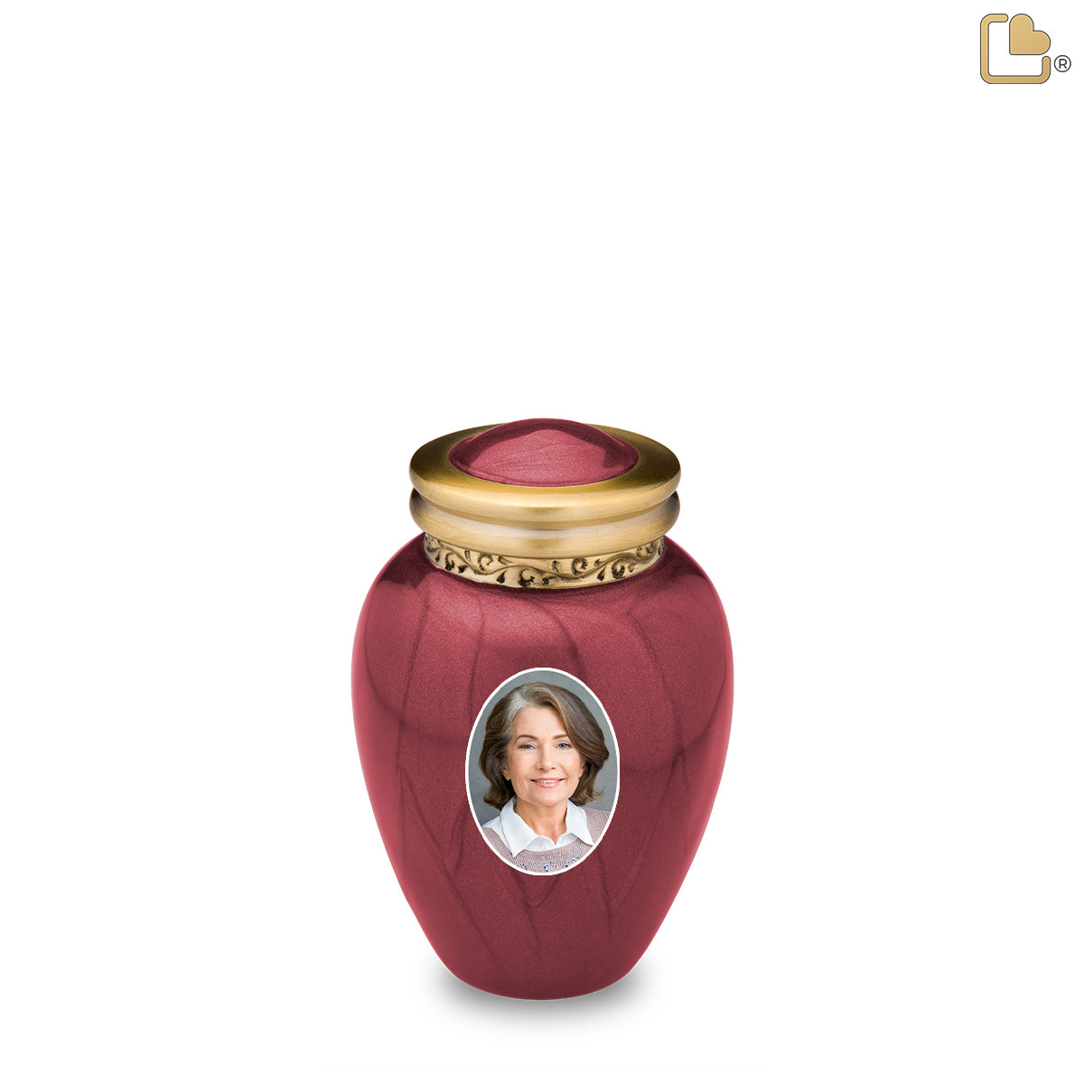 Blessing Portrait Keepsake Urn Pearl Crimson & Brushed Gold