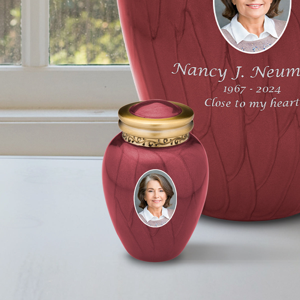 Blessing Portrait Keepsake Urn Pearl Crimson & Brushed Gold