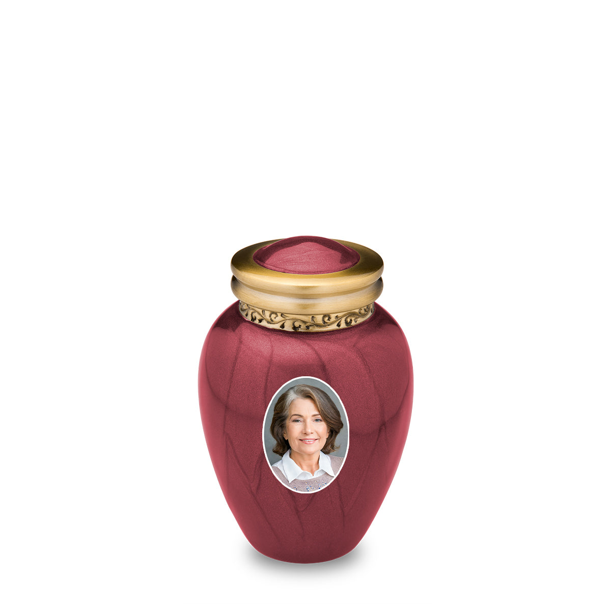 Blessing Portrait Keepsake Urn Pearl Crimson &amp; Brushed Gold