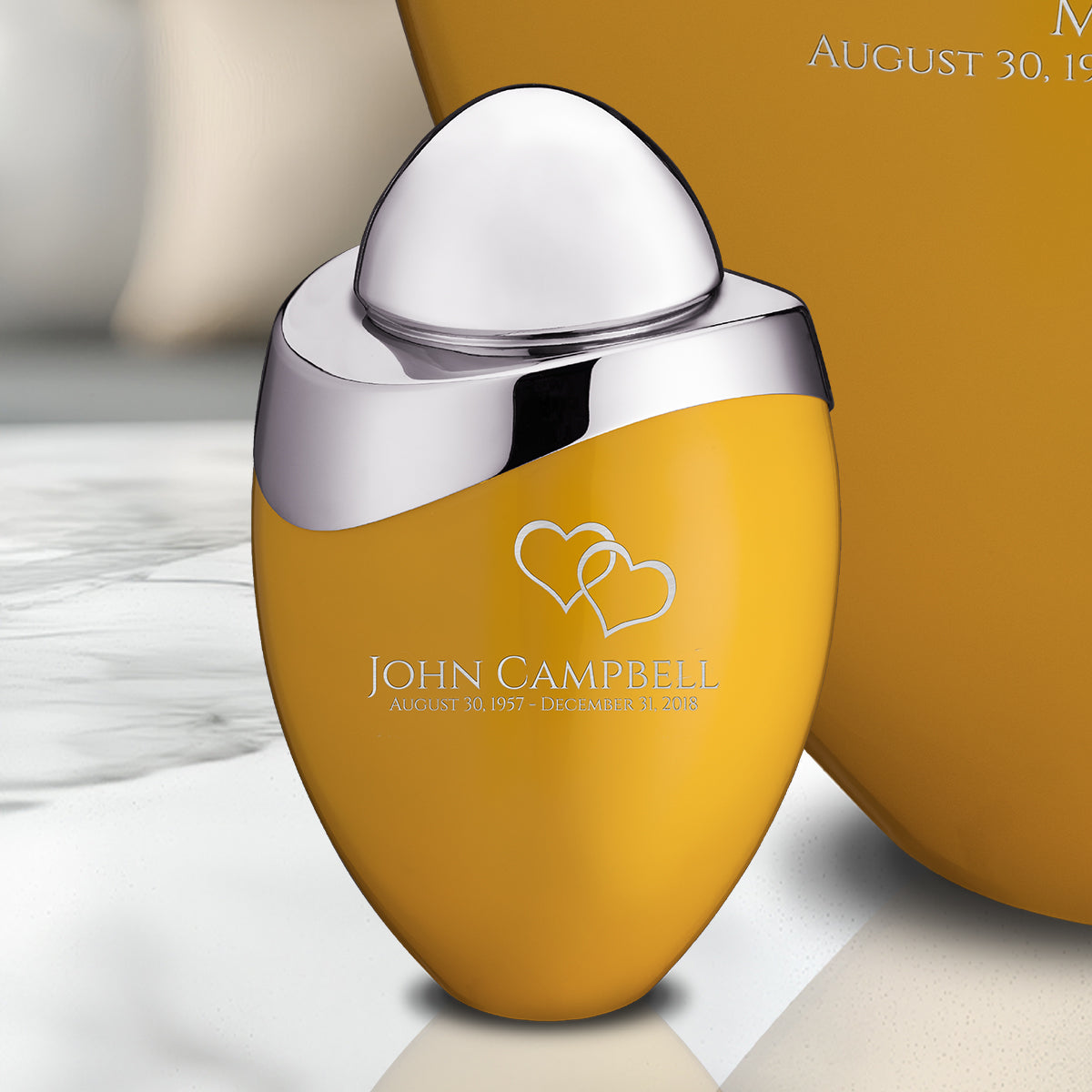 Amore Keepsake Urn Yellow & Polished Silver