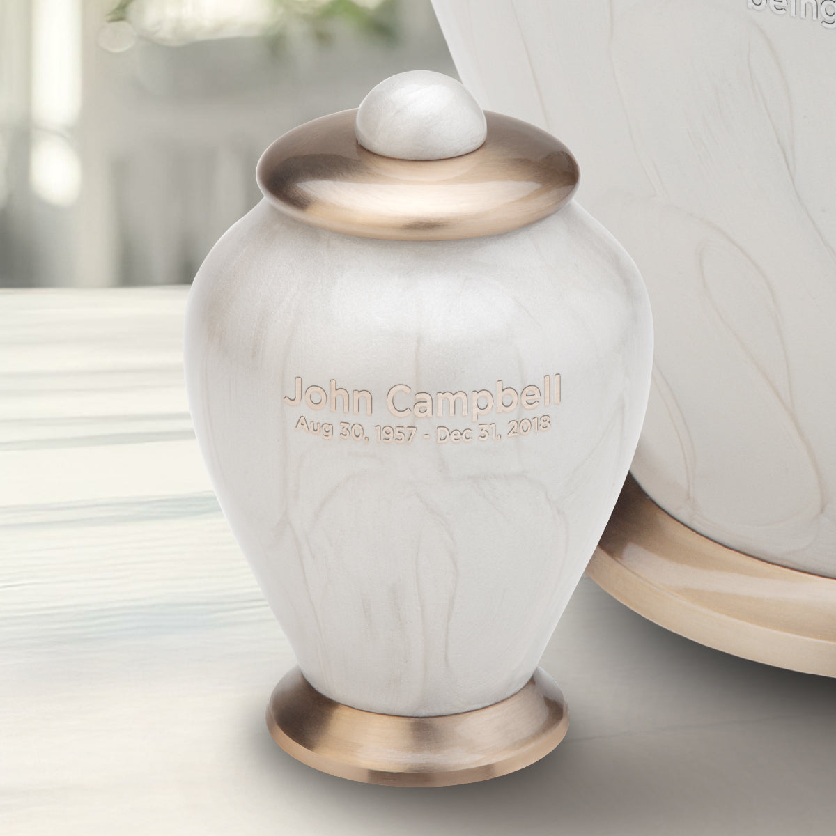 Keepsake Tall Simplicity Pearl Cremation Urn - COMFORT by LoveUrns