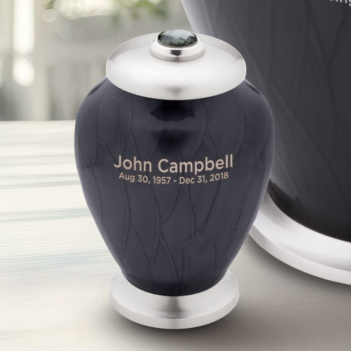 Keepsake Tall Simplicity Midnight Pearl Cremation Urn - COMFORT by LoveUrns