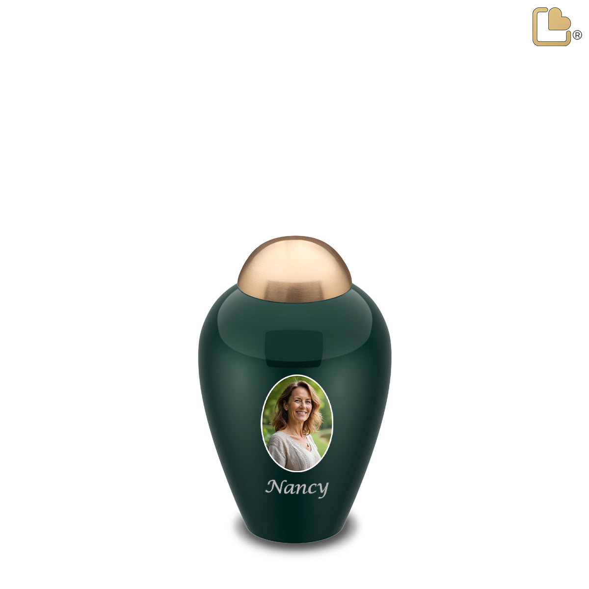 Keepsake Emerald Leaf Portrait Cremation Urn - COMFORT by LoveUrns