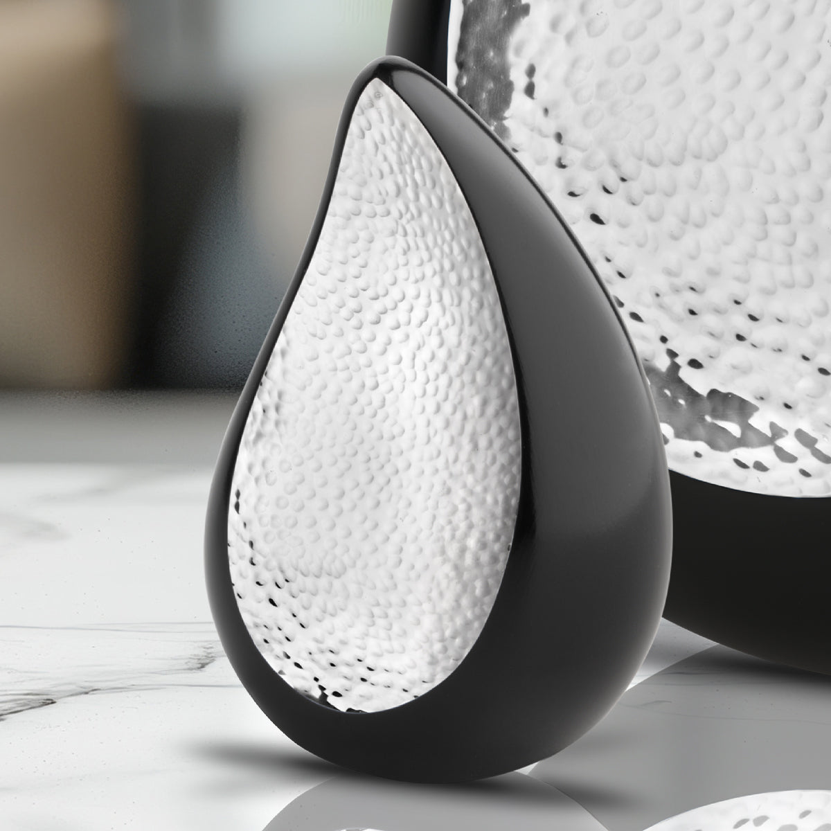 Keepsake TearDrop Hammered Silver Cremation Urn