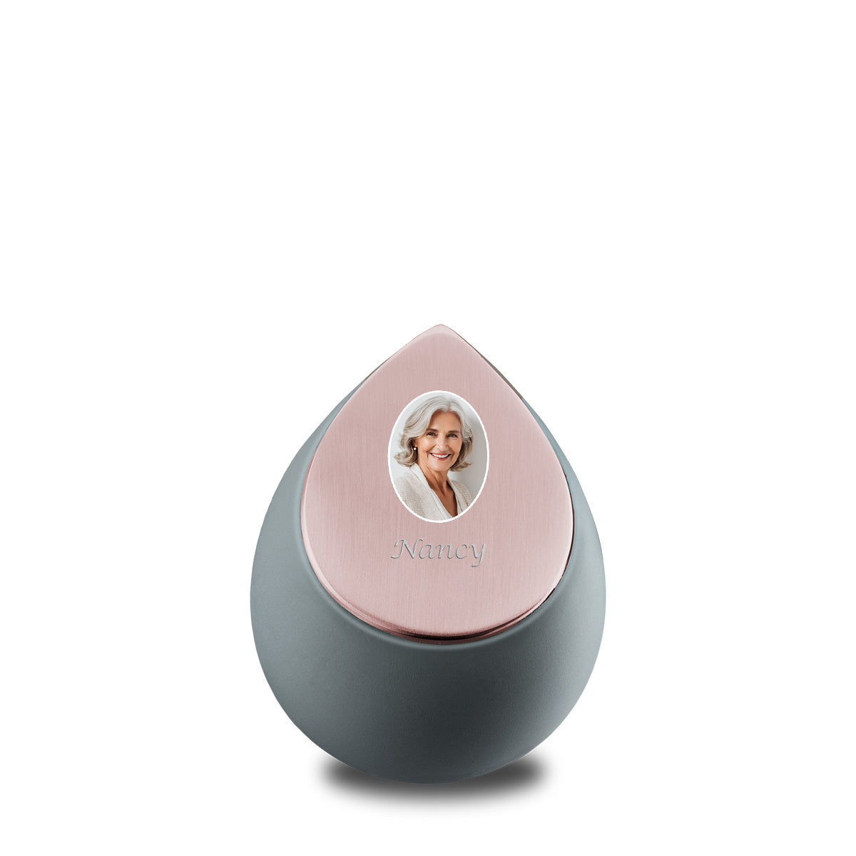 Drop Keepsake Portrait Urn French Grey &amp; Brushed Rose Gold