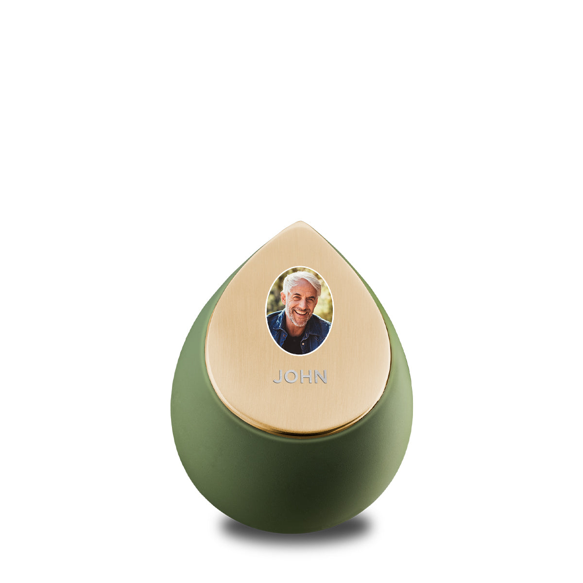 Drop Keepsake Portrait Urn Sage Green & Brushed Gold