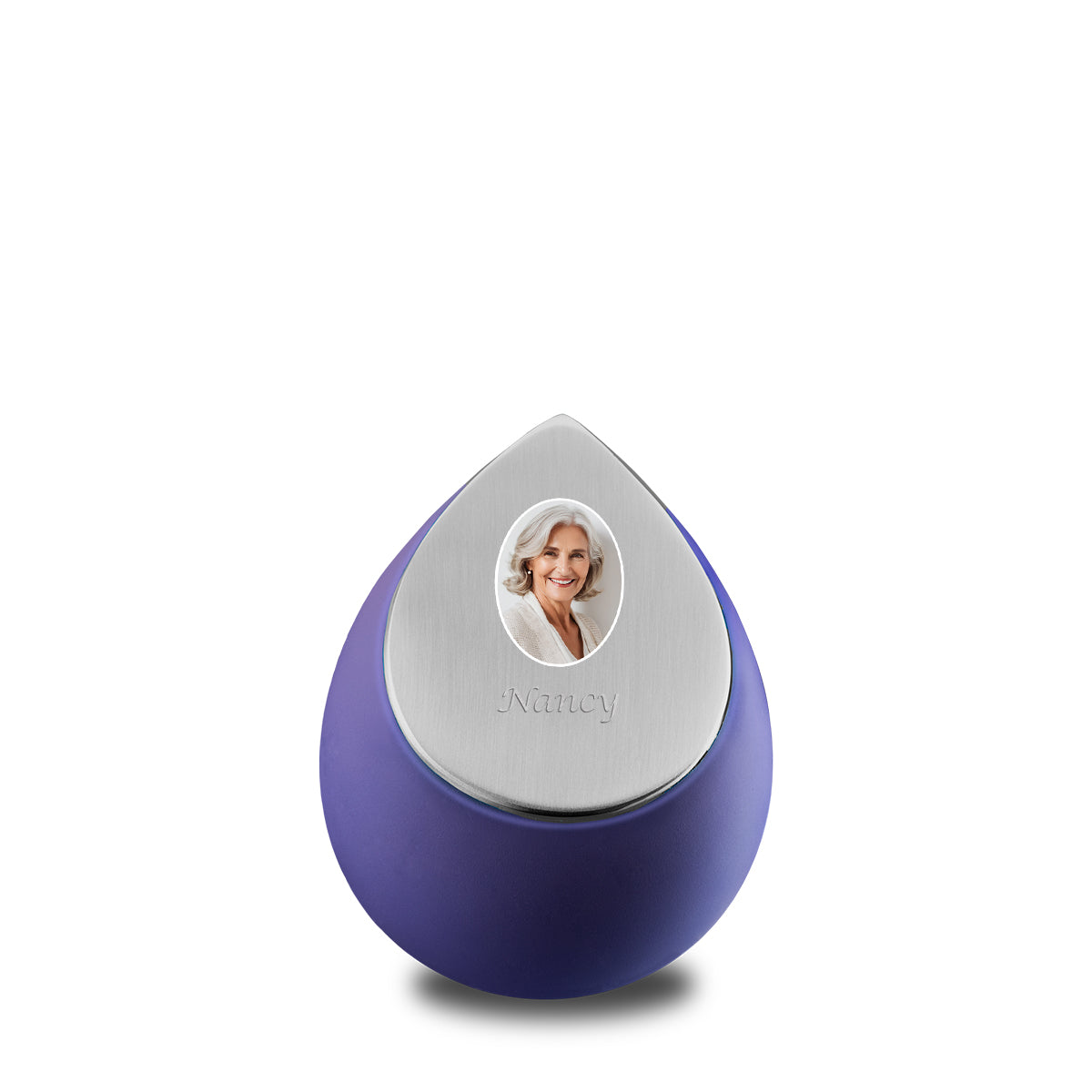 Drop Keepsake Portrait Urn Navy & Brushed Pewter