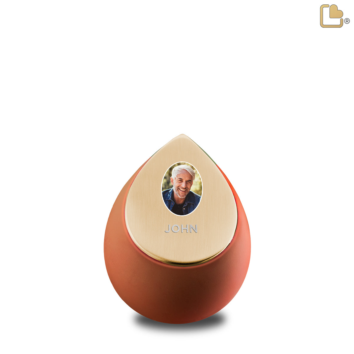 Drop Keepsake Portrait Urn Terracotta & Brushed Gold