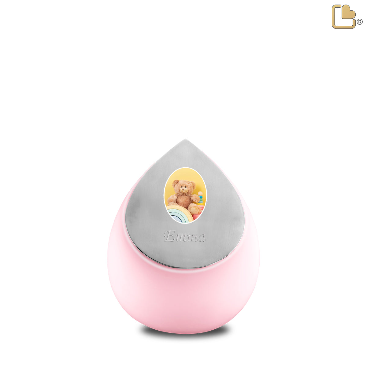 Drop Keepsake Portrait Urn Pink & Bru Pewter
