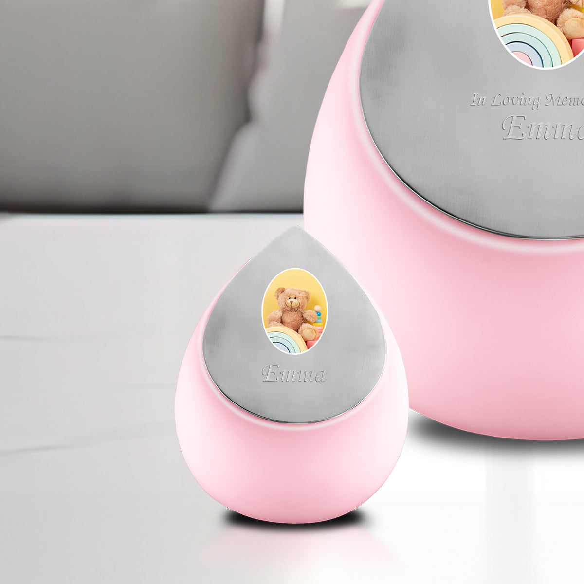 Drop Keepsake Portrait Urn Pink & Bru Pewter